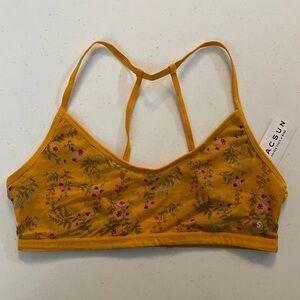 PacSun Me To We NWT Mustard Floral Bralette Size Small Pullover Lightweight New